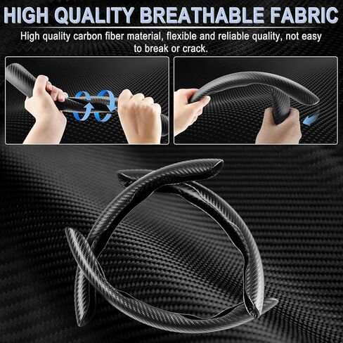 Steering Wheel Cover for Honda CR-Z 2011-2016, Car Truck Segmented Carbon Fiber Pattern Rim Protector Non-Slip Breathable Grip Shell Accessory,Black in Saudi Arabia