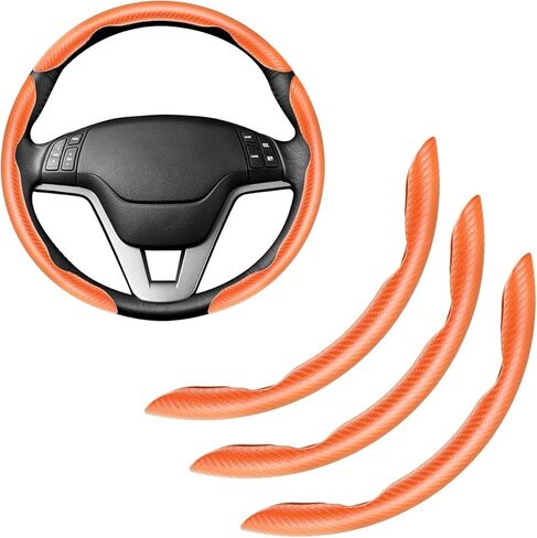 Steering Wheel Cover for Honda CR-Z 2011-2016, Car Truck Segmented Carbon Fiber Pattern Rim Protector Non-Slip Breathable Grip Shell Accessory,Black in Saudi Arabia