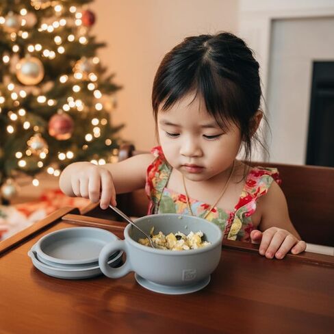 TalkTools Itsy Bowl with Locking Lid - Silicone Mixing Bowl Set for Newborn Essentials, Baby Boys, Toddlers, Kids - Suction Baby Bowls, Cereal Bowls, Snack Lid - Baby Essentials Must Haves (Sage) in Saudi Arabia