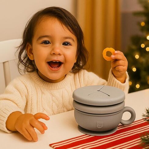 TalkTools Itsy Bowl with Locking Lid - Silicone Mixing Bowl Set for Newborn Essentials, Baby Boys, Toddlers, Kids - Suction Baby Bowls, Cereal Bowls, Snack Lid - Baby Essentials Must Haves (Sage) in Saudi Arabia
