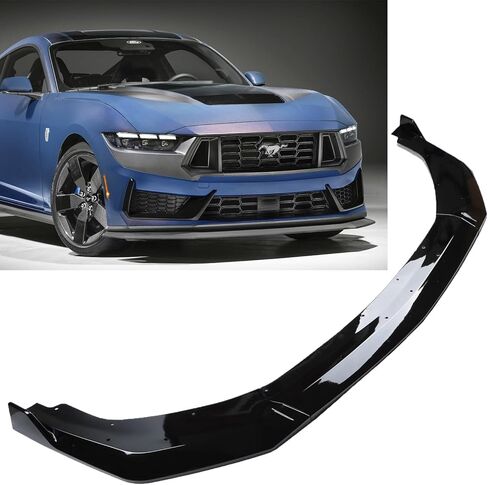 MUCO New 3Pcs Front Bumper Lip Compatible with Ford Mustang GT EcoBoost 2024 2025 Gloss Black Front Lip Spoiler ABS Plastic in Kuwait