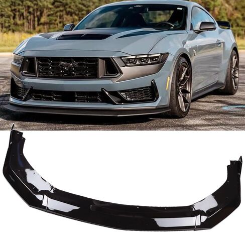 MUCO New 3Pcs Front Bumper Lip Compatible with Ford Mustang GT EcoBoost 2024 2025 Gloss Black Front Lip Spoiler ABS Plastic in Kuwait