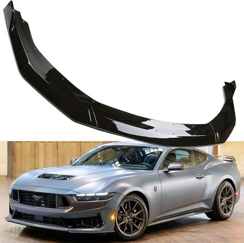 MUCO New 3Pcs Front Bumper Lip Compatible with Ford Mustang GT EcoBoost 2024 2025 Gloss Black Front Lip Spoiler ABS Plastic in Kuwait