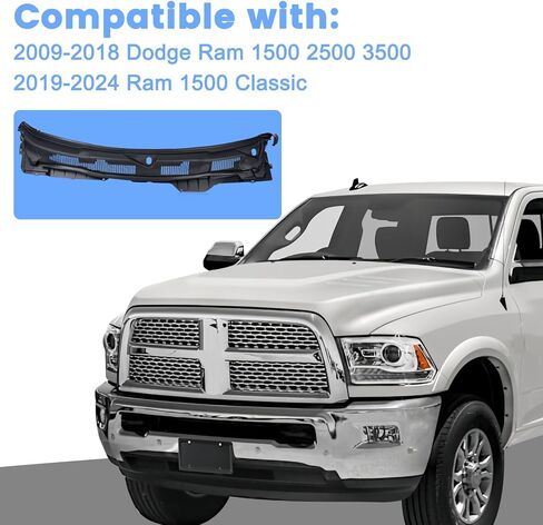 55112305AD Windshield Wiper Cowl Panel Grille Compatible with 2009-2018 Dodge Ram 1500 2500 3500 & 2019-2024 Ram 1500 Classic Window Cover Insert Panel 55112305AB 55112305AC in Saudi Arabia