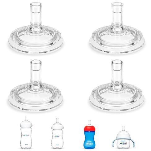 حلمات Sippy Spout لزجاجات الأطفال الطبيعية في Philips ، كأس SPOUT SPOUT ومدرب طبيعي SIPPY ، سيليكون من الدرجة الغذائية ، تدفق متغير ، 4 عدد in Kuwait