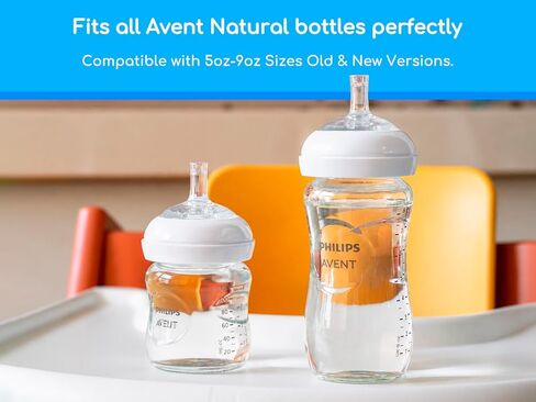 حلمات Sippy Spout لزجاجات الأطفال الطبيعية في Philips ، كأس SPOUT SPOUT ومدرب طبيعي SIPPY ، سيليكون من الدرجة الغذائية ، تدفق متغير ، 4 عدد in Kuwait
