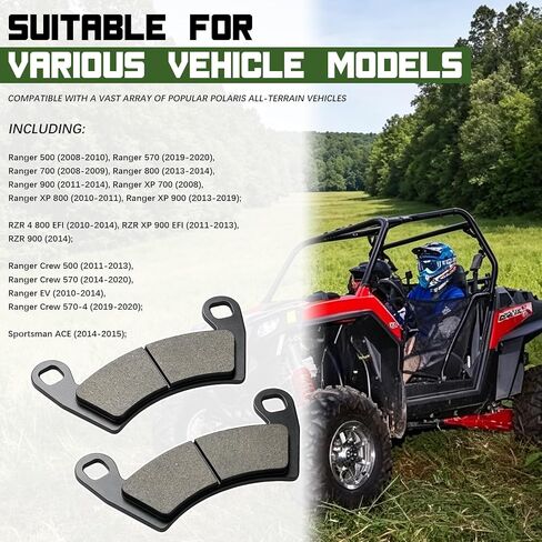 وسادات الفرامل الأمامية والخلفية - تناسب Polaris Ranger 500/570/700/800/900، Ranger 700/800/900 XP Crew، RZR 800/900 XP، Diesel XP، EV، EFI، Sportsman ACE (2008-2020) in Kuwait