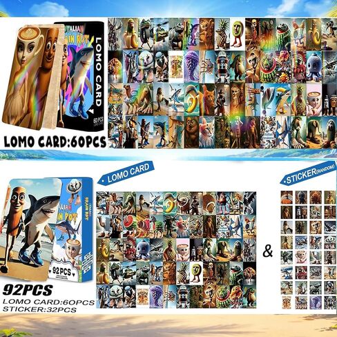 Italian Brainrot Cards Set, 60pcs Standard Cards with 32pcs Stickers and 60pcs Holographic Laser Cards, Fantasy Creature Trading Cards, No Duplicates in Saudi Arabia