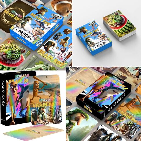 Italian Brainrot Cards Set, 60pcs Standard Cards with 32pcs Stickers and 60pcs Holographic Laser Cards, Fantasy Creature Trading Cards, No Duplicates in Saudi Arabia