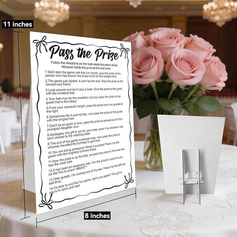 لعبة حفل الزفاف من Pass The Award، لافتة واقفة لبطاقة حفل الزفاف مقاس 8 × 11، علامة بطاقات ألعاب لحفلات الزفاف للضيوف، أفكار حفل الزفاف-PSZE01 in Kuwait