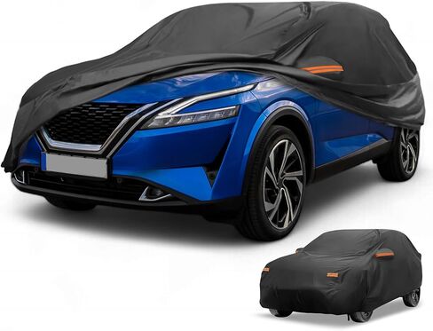 All-Weather Waterproof Car Cover - UV-Resistant Outdoor Full Exterior Protection for Nissan Qashqai Aluminum Film Black with Right Side Zipper in Kuwait