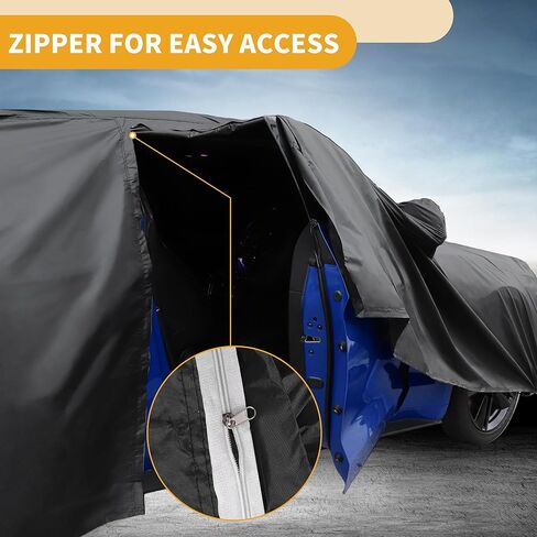All-Weather Waterproof Car Cover - UV-Resistant Outdoor Full Exterior Protection for Nissan Qashqai Aluminum Film Black with Right Side Zipper in Kuwait