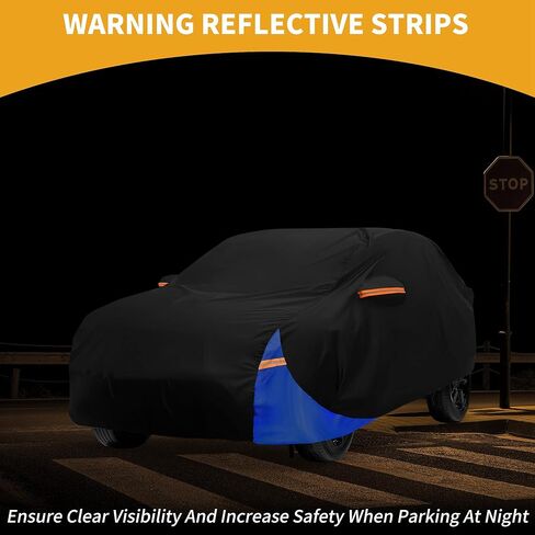 All-Weather Waterproof Car Cover - UV-Resistant Outdoor Full Exterior Protection for Toyota Yaris 210D-PU Black Blue with Right Side Zipper in Kuwait