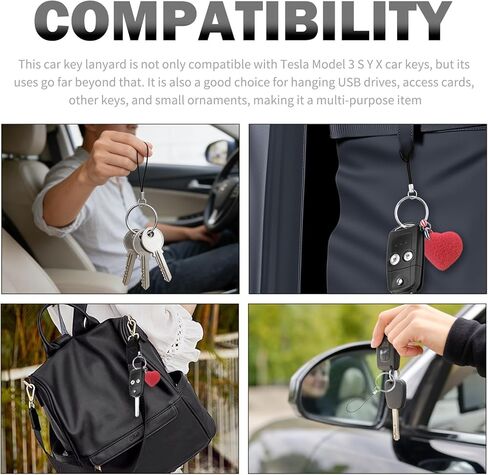 2PCS Car Key Chain,Durable Car Keychain Lanyard Compatible with Tesla Model X S,String Keychain for USB Drives/Key in Kuwait