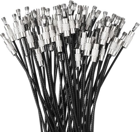 50PCS Black Stainless Steel Wire Keychains Cable, Nylon Coated Stainless Steel Key Ring Heavy Duty Luggage Tags Loops 1.5mm Cable Key Rings for Luggage Tag Loops, Keys, ID Tags in Kuwait