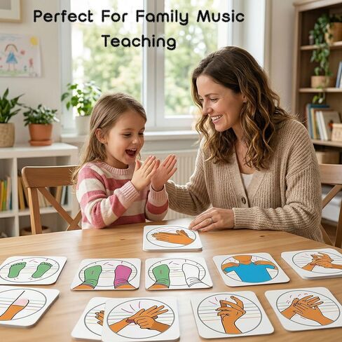 96-Pack Body Percussion Cards, 6-Inch Laminated Square Cards, 24 Movement Designs for Music Education, Classroom & Group Activities in Kuwait
