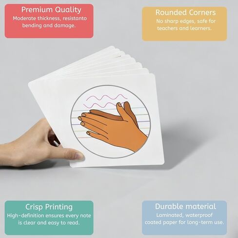96-Pack Body Percussion Cards, 6-Inch Laminated Square Cards, 24 Movement Designs for Music Education, Classroom & Group Activities in Kuwait