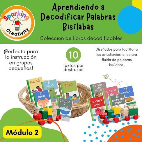 مجموعة كتب إسبانية قابلة للفك – Palabras Bisílabas | قراء الصوتيات الأسبانية المبكرة لرياض الأطفال والصف الأول | الوحدة 2 | مجموعة من 10 كتب in Kuwait
