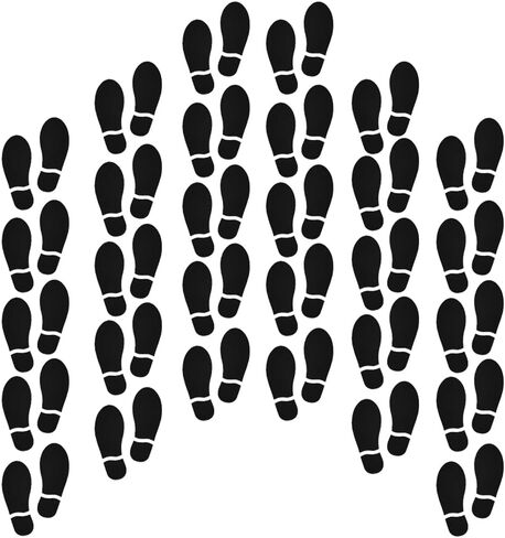 30 Pairs 60 Prints Black Footprints Floor Stickers 7 Inch Shoe Stickers Decals for Wall Stairs School Nursery Instruction Party Decoration Sign Guide Feet Distance in Kuwait
