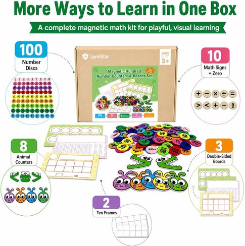 123 Pieces Jumbo Magnetic Color-Coded Large-Sized Numbers Math Counter & Ten Frame Set, Number Sense Aid Classroom Must-Have Math Manipulatives with 100 Numbers, Math Signs, Ten-Frames & Magnet Boards in Saudi Arabia