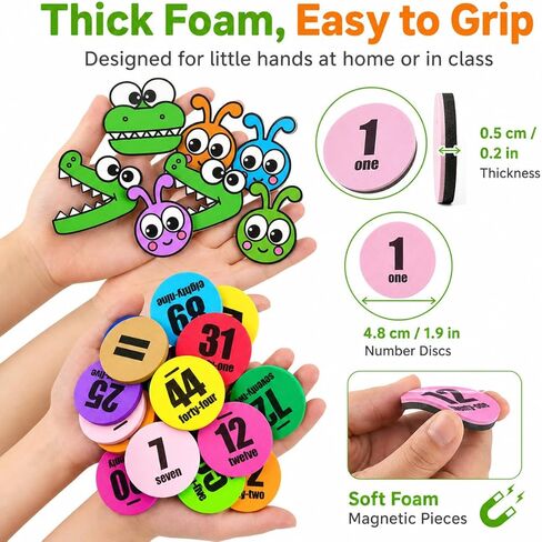 123 Pieces Jumbo Magnetic Color-Coded Large-Sized Numbers Math Counter & Ten Frame Set, Number Sense Aid Classroom Must-Have Math Manipulatives with 100 Numbers, Math Signs, Ten-Frames & Magnet Boards in Saudi Arabia