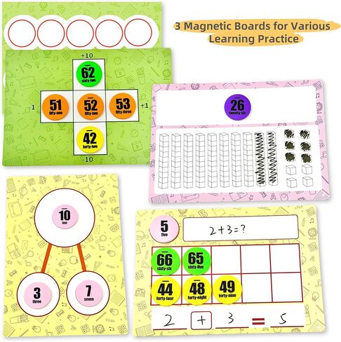 123 Pieces Jumbo Magnetic Color-Coded Large-Sized Numbers Math Counter & Ten Frame Set, Number Sense Aid Classroom Must-Have Math Manipulatives with 100 Numbers, Math Signs, Ten-Frames & Magnet Boards in Saudi Arabia