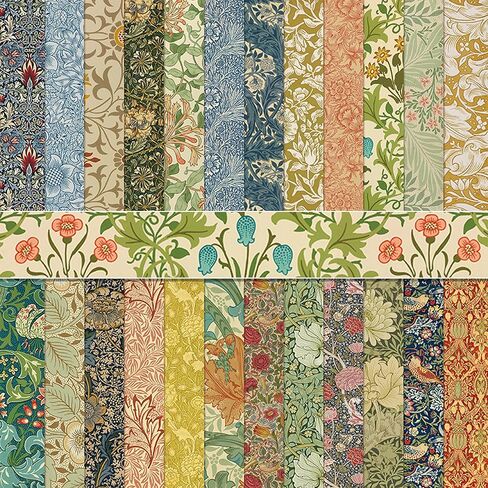 Vintage Floral Scrapbook Paper Pad 12x12 Inch - 24 Sheets Double-Sided William Morris Patterned Craft Paper, Art Style Flower Patterns for Albums,Junk Journaling, Card Making, DIY Crafts, Photo Albums in Kuwait
