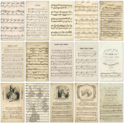 30 Sheets Vintage Background Paper - Traditional Music Score Decorative Paper ,Music scrapbook paper,for Scrapbooking, Gift Wrap & Decorations, Retro Design Letter Papers in Kuwait