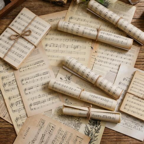 30 Sheets Vintage Background Paper - Traditional Music Score Decorative Paper ,Music scrapbook paper,for Scrapbooking, Gift Wrap & Decorations, Retro Design Letter Papers in Kuwait
