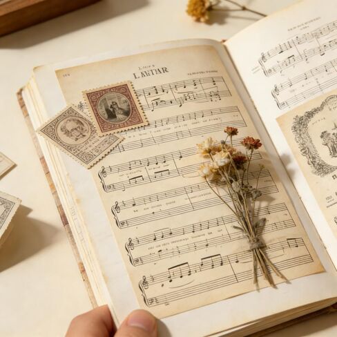 30 Sheets Vintage Background Paper - Traditional Music Score Decorative Paper ,Music scrapbook paper,for Scrapbooking, Gift Wrap & Decorations, Retro Design Letter Papers in Kuwait
