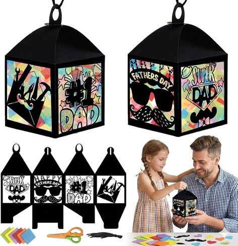 Jengaer 16 Sets Father's Day Tissue Paper Lanterns Craft Kits,Dad Pattern Religious Father's Day Lanterns Craft Hanging Ornament DIY Supplies for Father's Day,Church,Home Activity School Crafts in Saudi Arabia