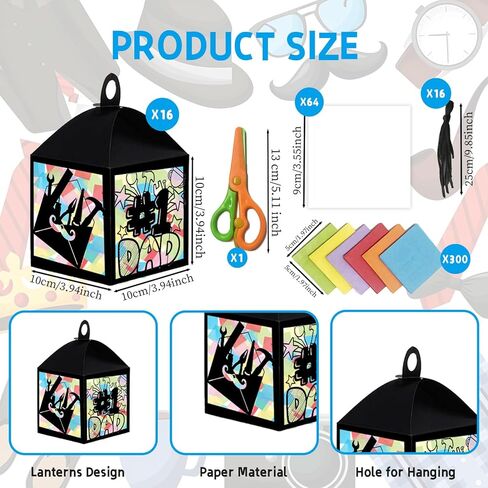 Jengaer 16 Sets Father's Day Tissue Paper Lanterns Craft Kits,Dad Pattern Religious Father's Day Lanterns Craft Hanging Ornament DIY Supplies for Father's Day,Church,Home Activity School Crafts in Kuwait