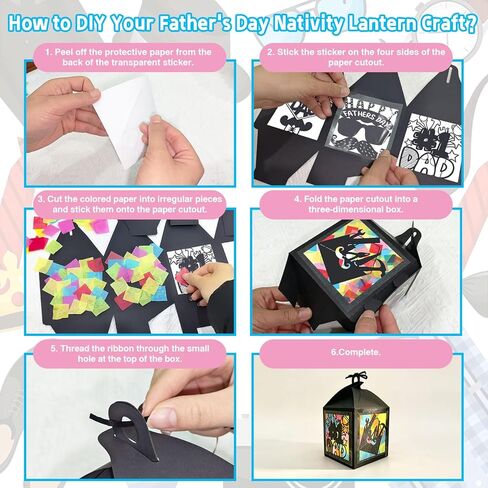 Jengaer 16 Sets Father's Day Tissue Paper Lanterns Craft Kits,Dad Pattern Religious Father's Day Lanterns Craft Hanging Ornament DIY Supplies for Father's Day,Church,Home Activity School Crafts in Kuwait