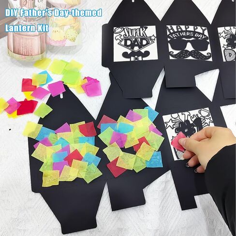 Jengaer 16 Sets Father's Day Tissue Paper Lanterns Craft Kits,Dad Pattern Religious Father's Day Lanterns Craft Hanging Ornament DIY Supplies for Father's Day,Church,Home Activity School Crafts in Kuwait