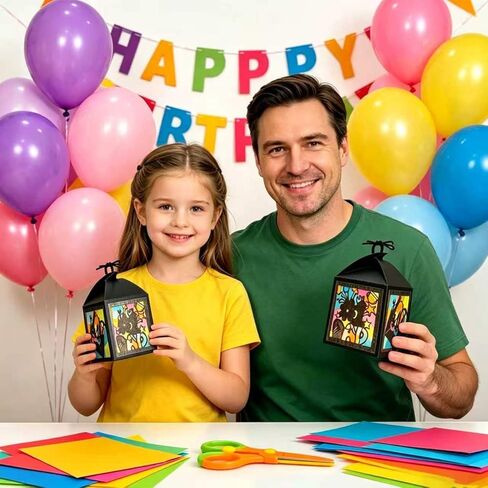 Jengaer 16 Sets Father's Day Tissue Paper Lanterns Craft Kits,Dad Pattern Religious Father's Day Lanterns Craft Hanging Ornament DIY Supplies for Father's Day,Church,Home Activity School Crafts in Kuwait