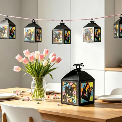 Jengaer 16 Sets Father's Day Tissue Paper Lanterns Craft Kits,Dad Pattern Religious Father's Day Lanterns Craft Hanging Ornament DIY Supplies for Father's Day,Church,Home Activity School Crafts in Kuwait