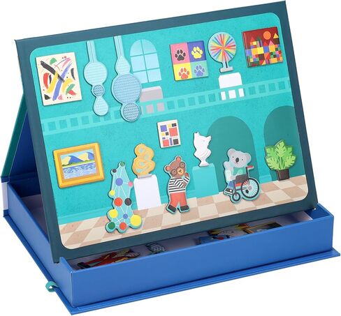 Petit Collage: My Museum Magnetic Play Scene - Fill The Museum with Iconic Art Pieces and Take Your Animal Friends on a Tour- Includes 2 Play Scenes and Over 40 Play Pieces - Great Travel Activity in Saudi Arabia