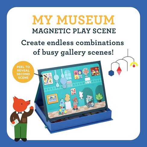 Petit Collage: My Museum Magnetic Play Scene - Fill The Museum with Iconic Art Pieces and Take Your Animal Friends on a Tour- Includes 2 Play Scenes and Over 40 Play Pieces - Great Travel Activity in Saudi Arabia