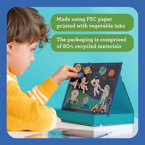 Petit Collage: My Museum Magnetic Play Scene - Fill The Museum with Iconic Art Pieces and Take Your Animal Friends on a Tour- Includes 2 Play Scenes and Over 40 Play Pieces - Great Travel Activity in Saudi Arabia