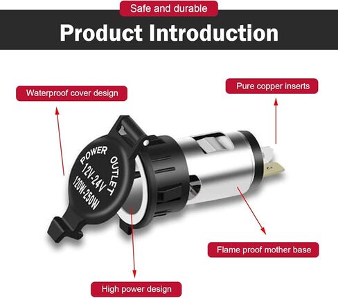 WZP Cigarette Lighter Socket, Waterproof Cigarette Lighter Plug for 0.98In-1.06In Hole, DC 12V Female Power Outlet Socket Replacement with 3.2Ft Line, Universal for Most Cars Motorcycle Boats RV in Saudi Arabia