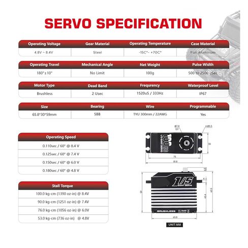 1/5 Scale Giant servo A280BH 78KG high Torque Steel Gear programmable Digital brushless servo(A280BHMW) in Saudi Arabia
