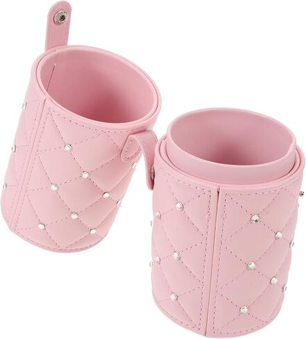 UKCOCO Rhinestone Makeup Brush Holder with Lid - Dustproof Cosmetic Brush Organizer for Vanity Desk - Portable Acrylic Cylinder Pen Cup for Travel and Home in Saudi Arabia
