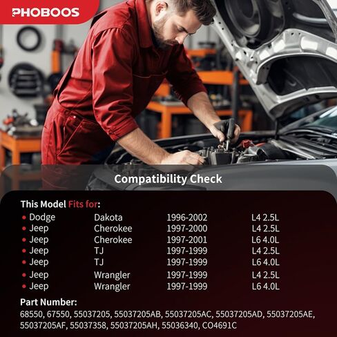 ضاغط تكييف الهواء PHOBOOS مع قابض متوافق مع دودج داكوتا 1996-2002، جيب شيروكي 1997-2001، TJ 1997-1999، رانجلر 1997-1999، 2.5 لتر 4.0 لتر، للموصل ذو دبوس واحد فقط (وليس دبوسين)، المرجع. 68550 in Kuwait