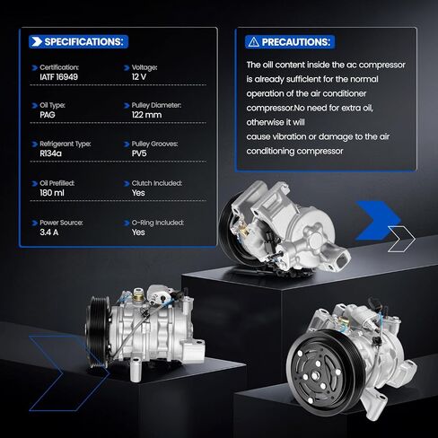 168372 ضاغط مكيف هواء مع قابض متوافق مع هوندا HR-V 2016-2022، L4 1.8L in Kuwait