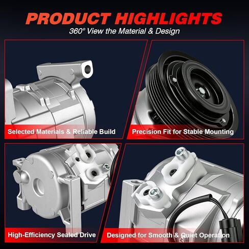 A/C Compressor with Clutch Fit for Chrysler Town & Country 2001-2007 3.3L 3.8L, for Dodge Caravan 2001-2007 3.3L 3.8L, for Chrysler Voyager 2001-2003,Replaces CO 29001C, 78374, 4710522 in Saudi Arabia