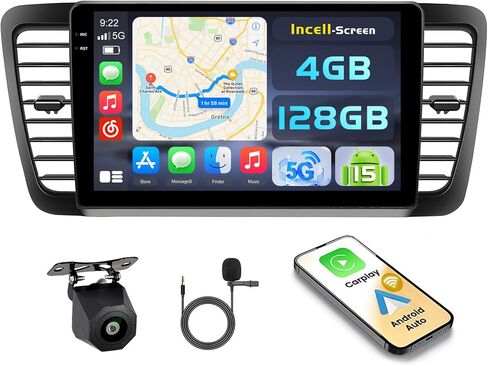 2+64GB Wireless Car Play for 2005-2009 Subaru Legacy Outback Android Radio, Hikity 9'' Touch Screen Outback Stereo Dash Kit, HiFi, GPS Navigation, WiFi, Bluetooth, FM, SWC, Backup Camera in Saudi Arabia