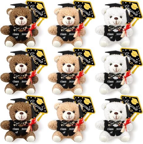 5.5Inch Graduation Bear Plush Gift Bulk 2026 Bear Stuffed Animal with Cards Graduation Cap Class of 2026 Presents for Kindergarten Elementary College End of Year Gifts, Gentle Style (9) in Saudi Arabia