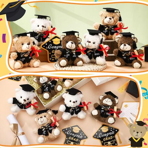 5.5Inch Graduation Bear Plush Gift Bulk 2026 Bear Stuffed Animal with Cards Graduation Cap Class of 2026 Presents for Kindergarten Elementary College End of Year Gifts, Gentle Style (9) in Saudi Arabia
