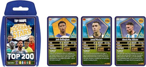 Top Trumps World Football Stars Top 200 Card Game 1 - Play with Lionel Messi, Sadio Mane, Mac Allister, Ederson and Jamal Musiala - Educational Gift for Ages 6+ in Kuwait