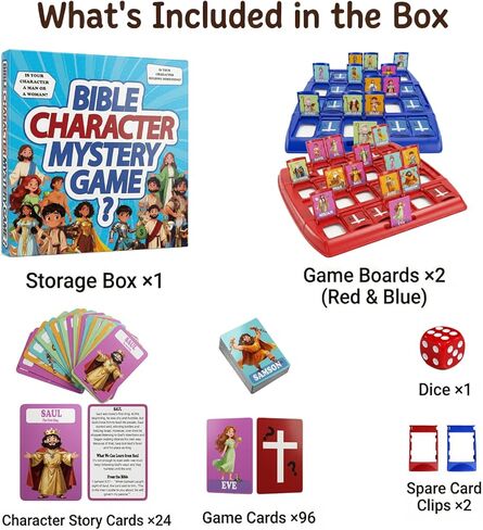 Bible Character Mystery Game – Guessing Bible Who I Am Board Games for Kids & Families, 2 Players Logic Deduction Christian Games with 24 Holy Bible Characters Catholic Gift in Saudi Arabia